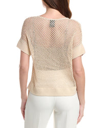 Lafayette 148 New York Mesh Stitch Bateau Neck Sweater