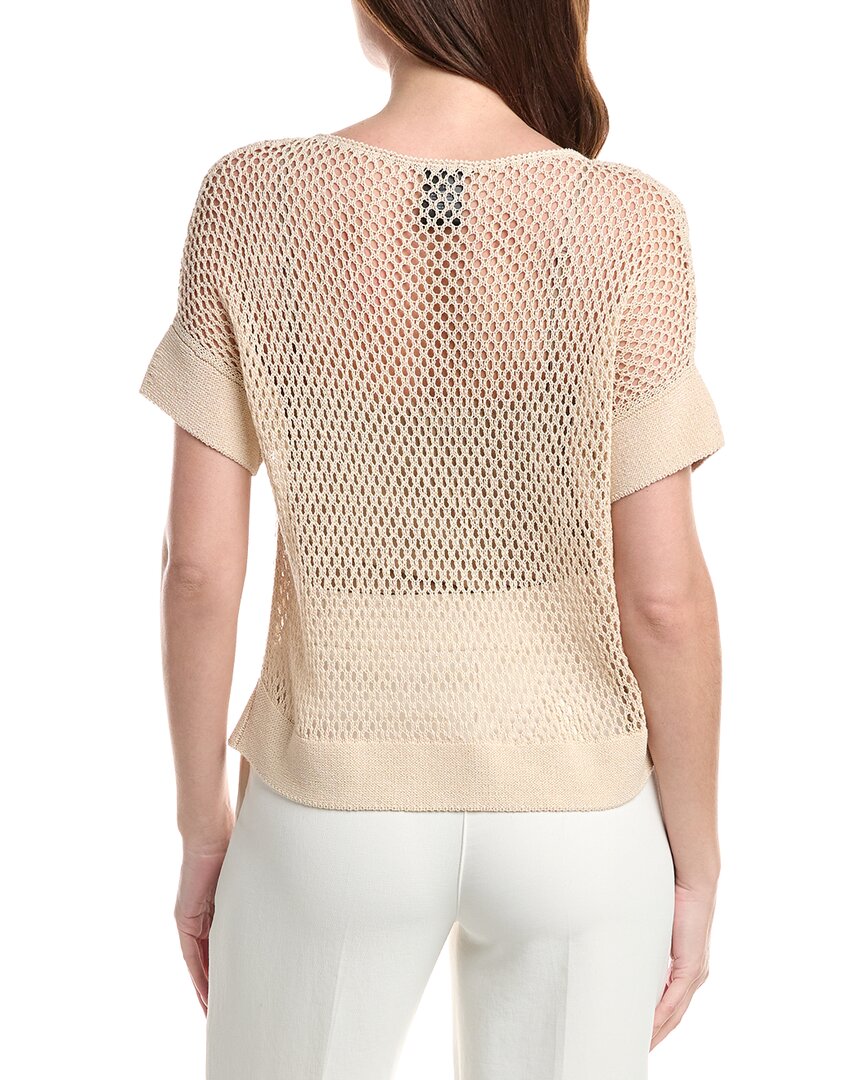 Lafayette 148 New York Mesh Stitch Bateau Neck Sweater