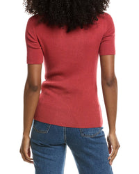 Lafayette 148 New York Ribbed Stand Collar Sweater