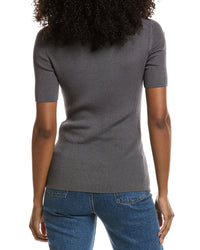 Lafayette 148 New York Ribbed Stand Collar Sweater