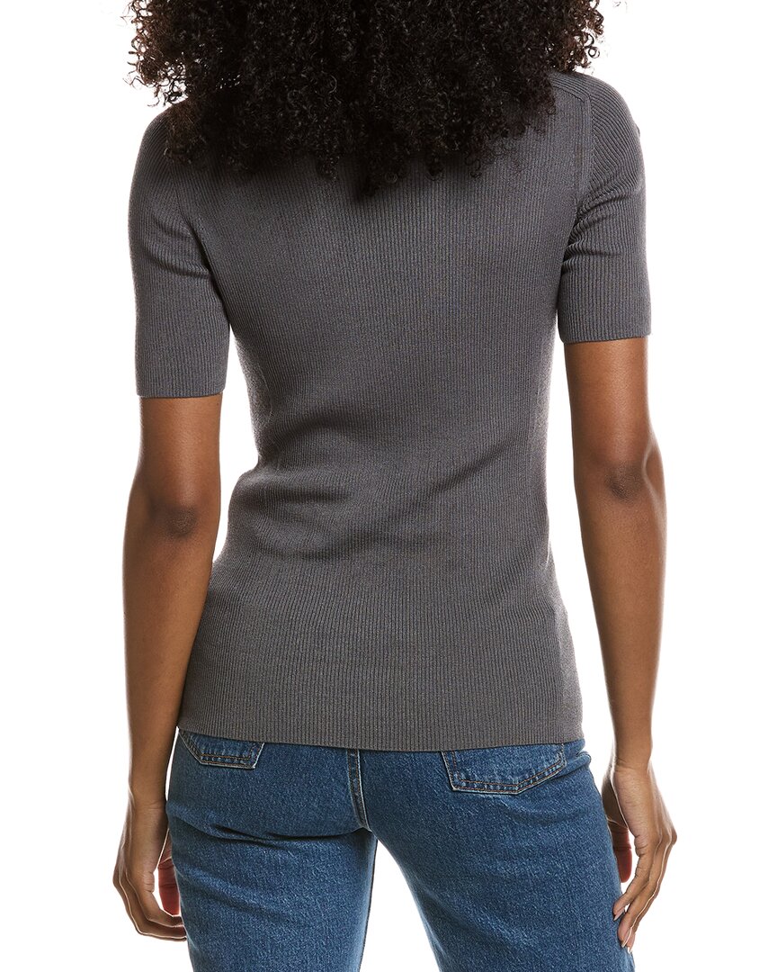 Lafayette 148 New York Ribbed Stand Collar Sweater