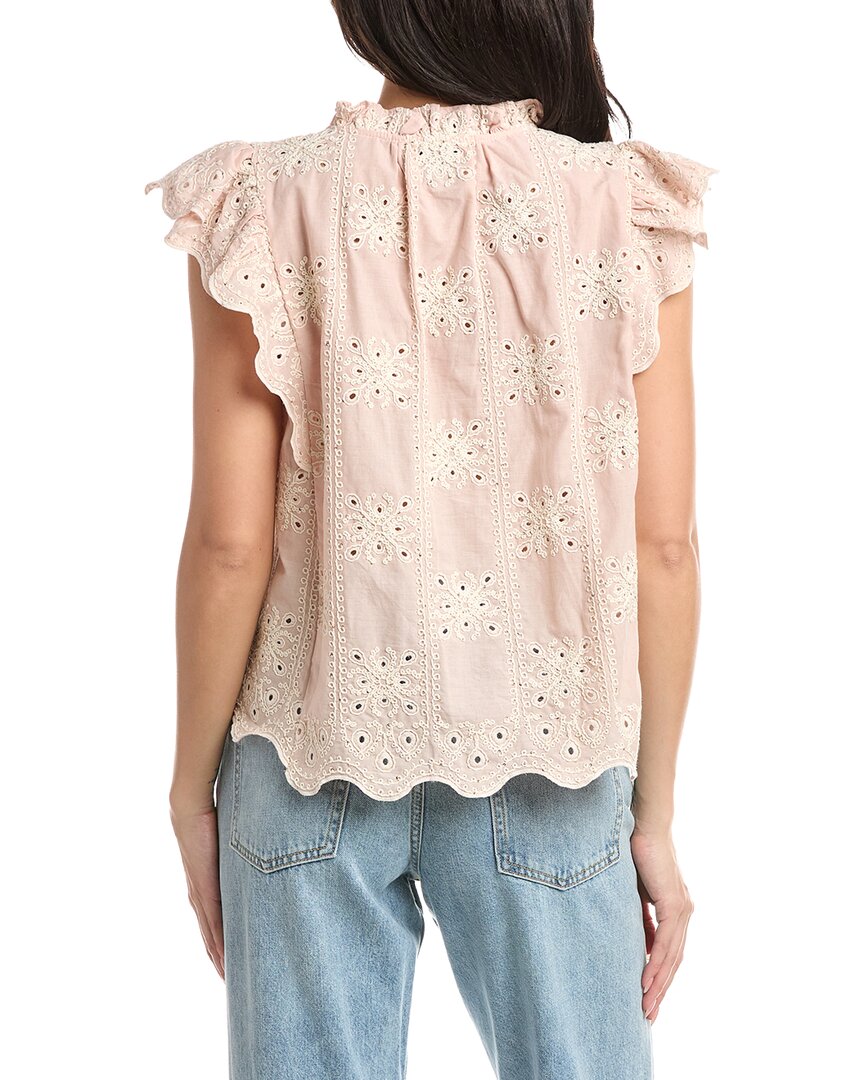 Stellah Lucy Embroidered Split Neck Top