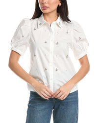 Stellah Nadia Jewel Trim Button Down Shirt