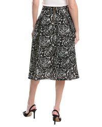 Gracia Floral Print Burnout Wide Skirt