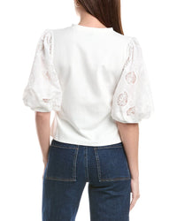 Gracia Puffed Cut Work Lace Design Sleeve Top