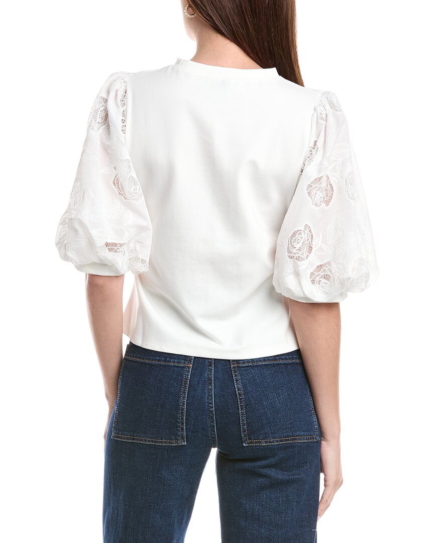Gracia Puffed Cut Work Lace Design Sleeve Top