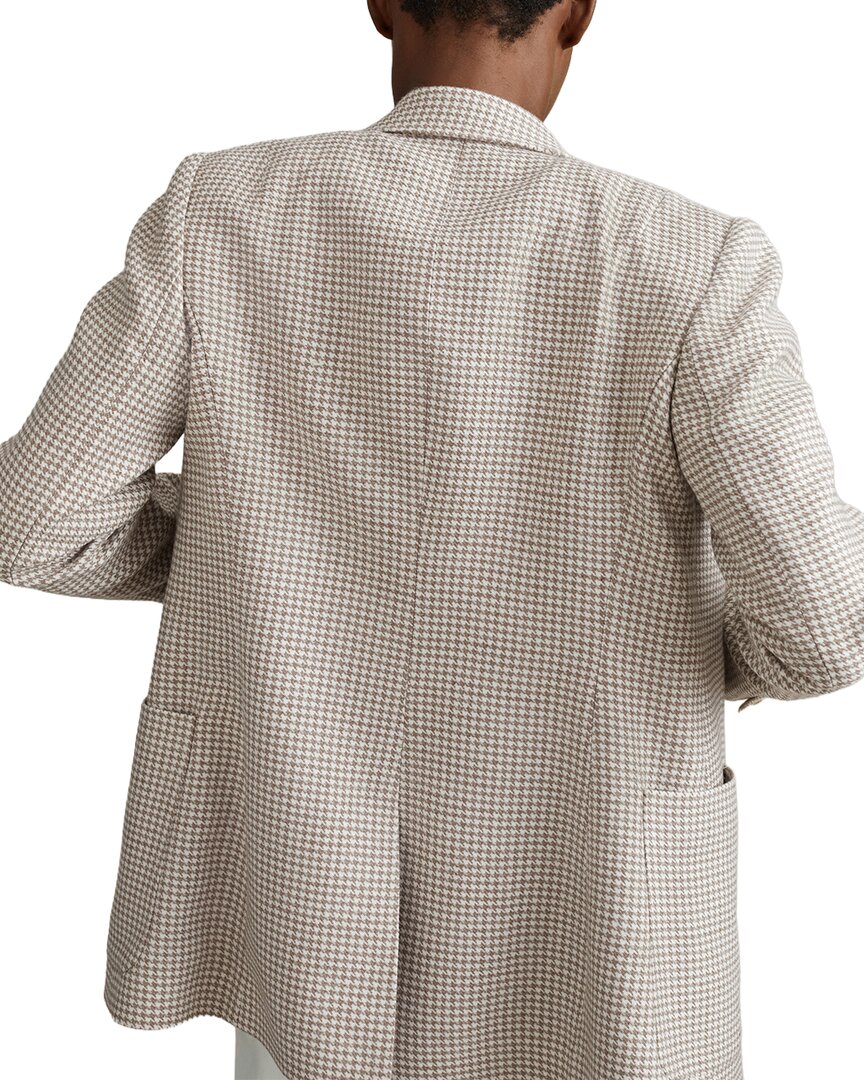 Reiss Ella Double-Breasted Textured Check Wool-Blend Blazer – Bluefly