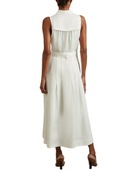 Reiss Heidi Linen-Blend Belted Midi Dress