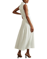 Reiss Heidi Linen-Blend Belted Midi Dress