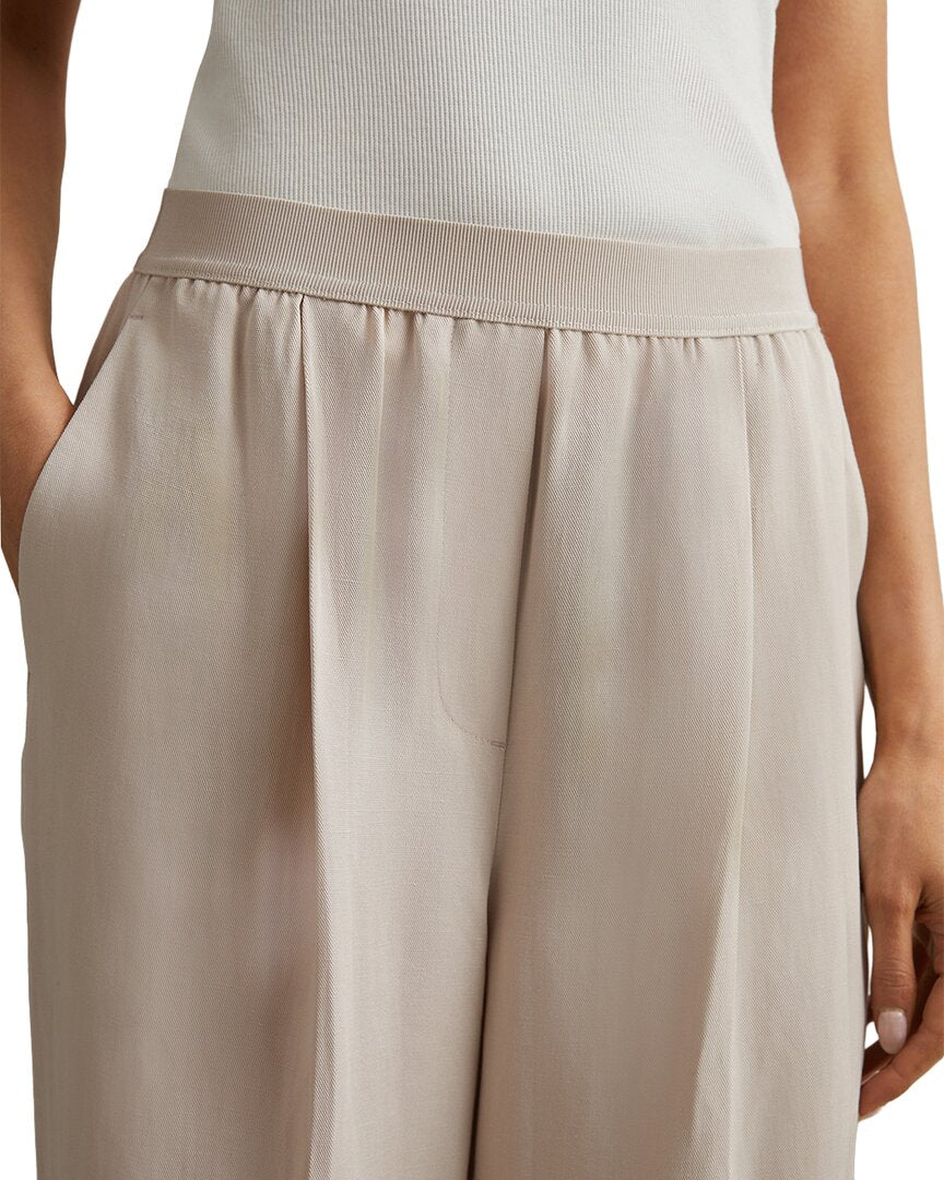 Reiss Vera Waistband Linen-Blend Wide Leg Pant