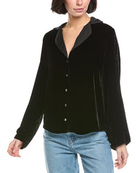 Velvet By Graham & Spencer Brenna Velvet Silk-Blend Shirt