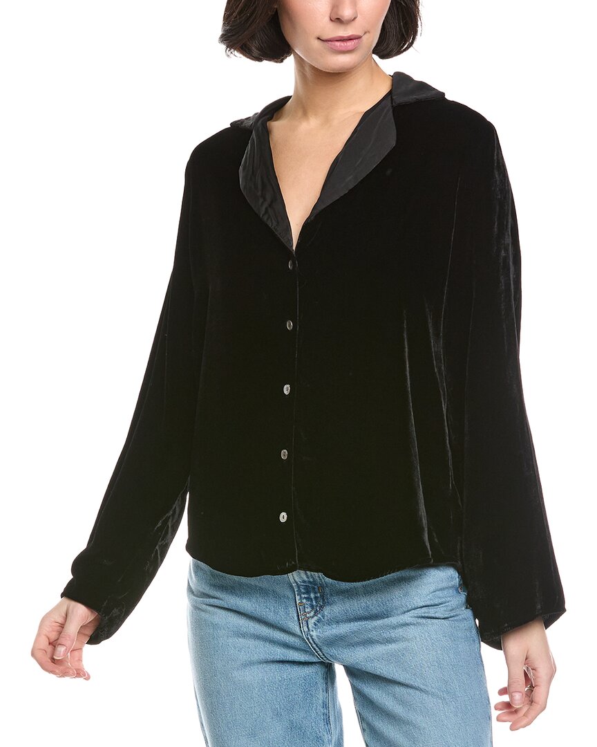 Velvet By Graham & Spencer Brenna Velvet Silk-Blend Shirt