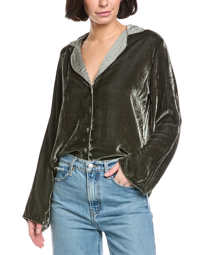 Velvet By Graham & Spencer Brenna Velvet Silk-Blend Shirt
