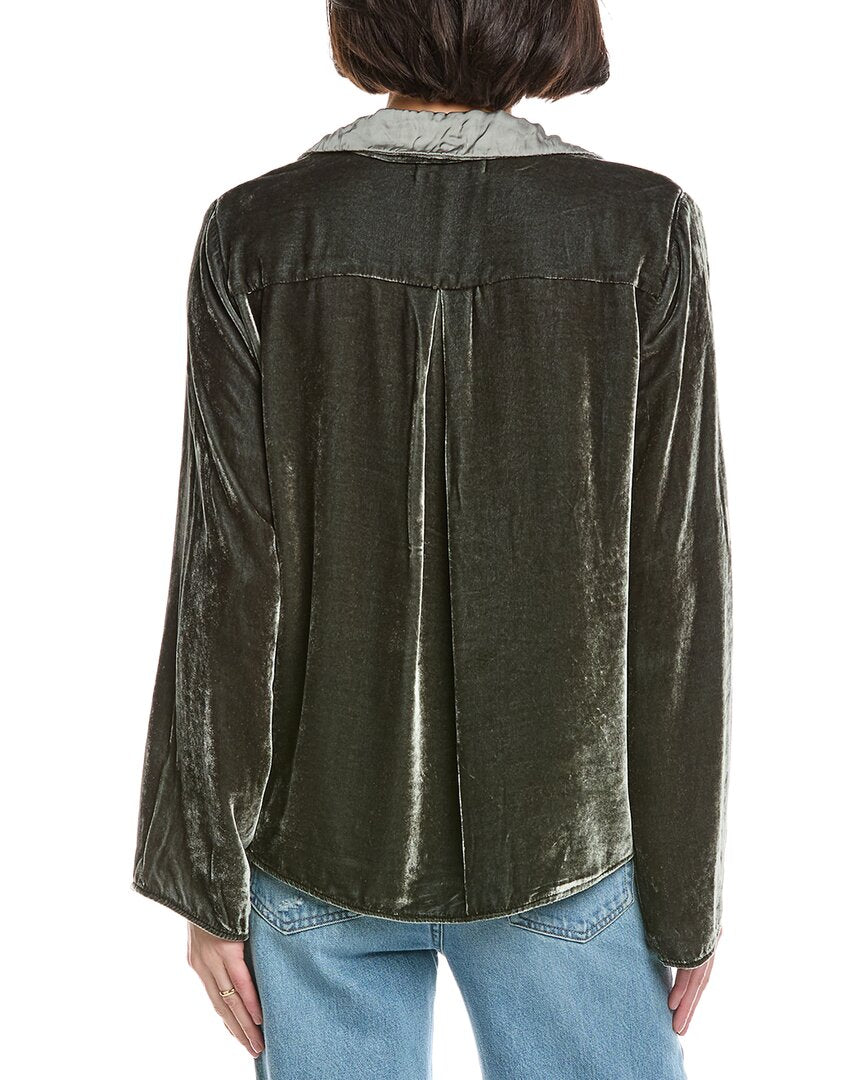 Velvet By Graham & Spencer Brenna Velvet Silk-Blend Shirt