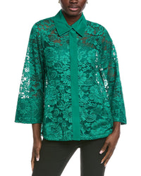 Akris Gina Lace Silk-Trim Shirt