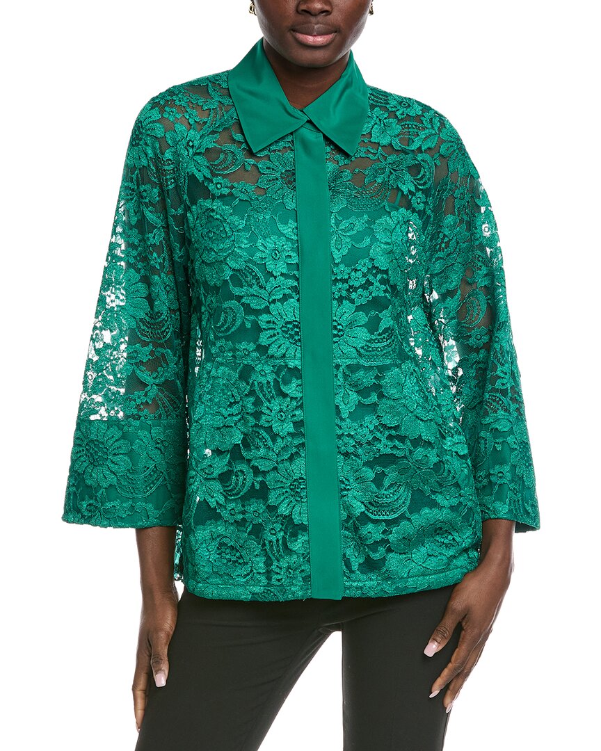 Akris Gina Lace Silk-Trim Shirt