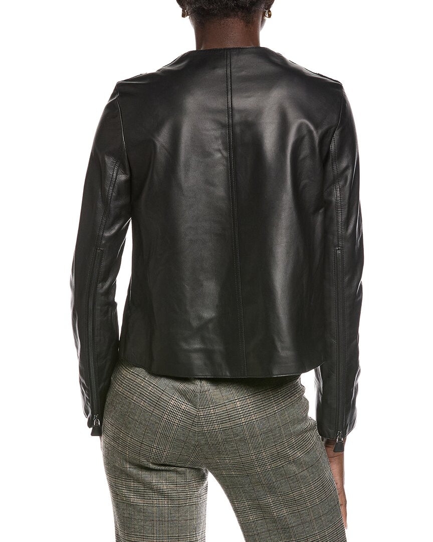 Akris Rosalie Silk-Lined Leather Jacket