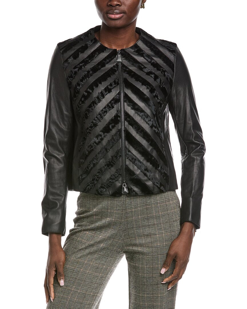 Akris Rosalie Silk-Lined Leather Jacket