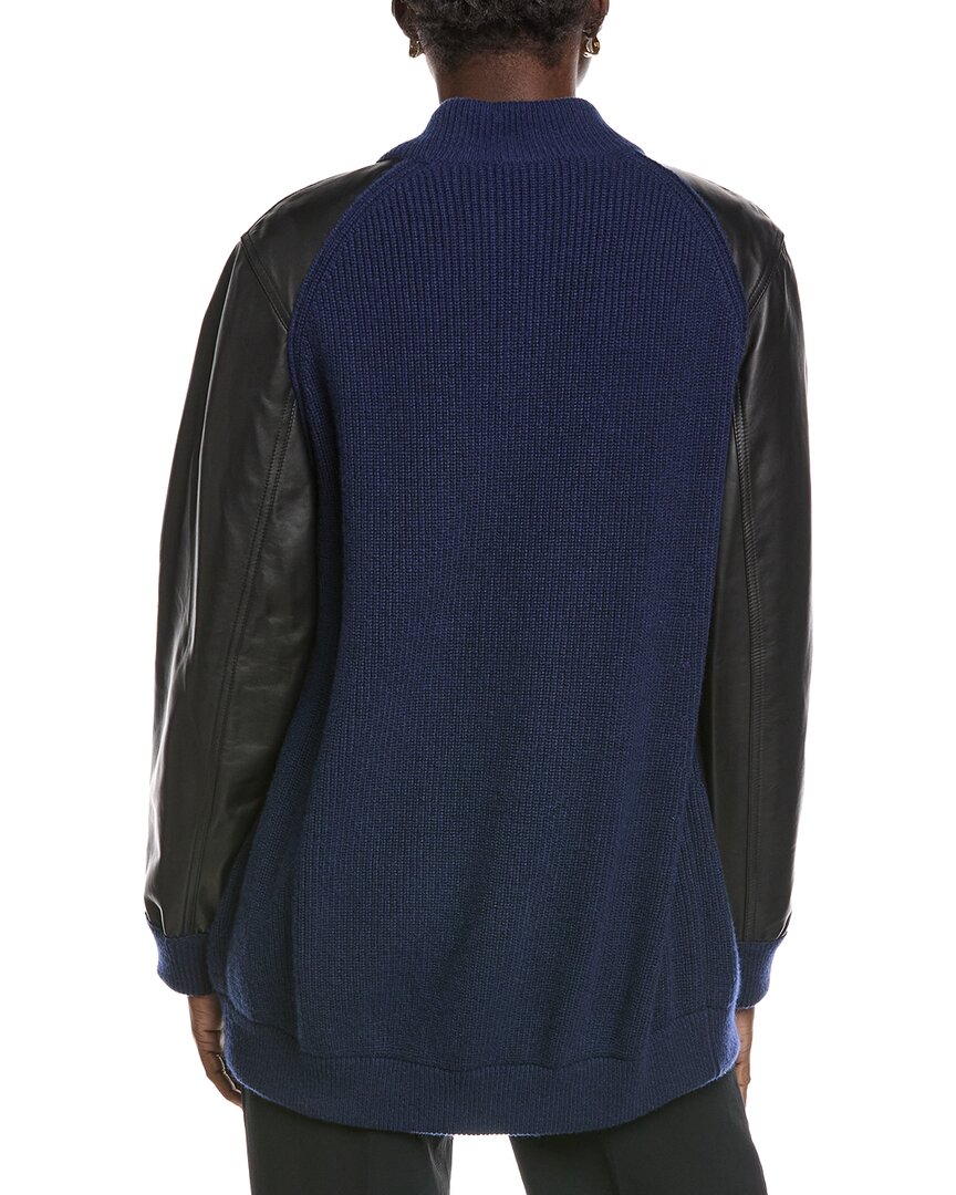 Akris Leather-Sleeve Cashmere Jacket