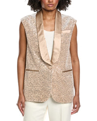 Peserico Velvet Sequin Silk-Blend Waistcoat