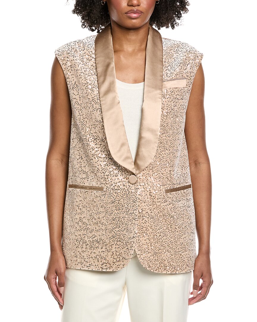 Peserico Velvet Sequin Silk-Blend Waistcoat
