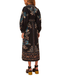 Farm Rio Blossom Tapestry Black Midi Dress