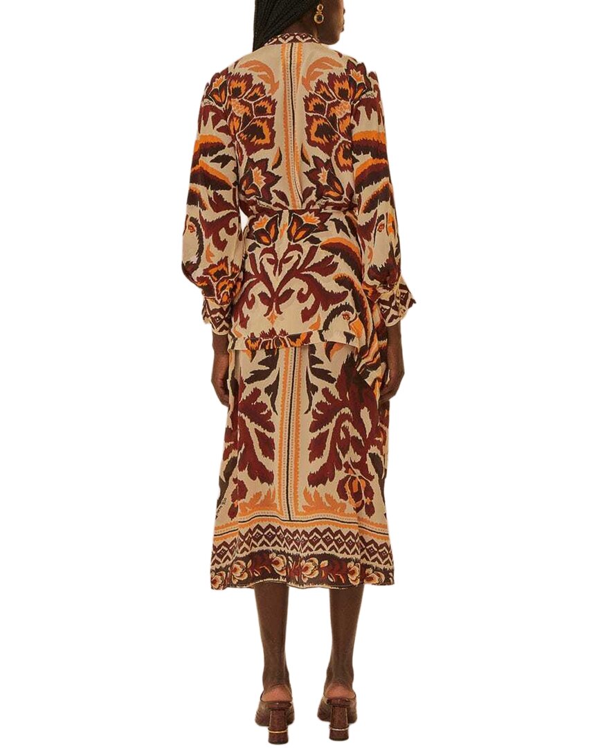 black toucans scarf long sleeve maxi dress FARM Rio Toucans Scarf Cream Maxi Dress