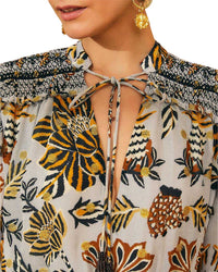 Farm Rio Floral Tapestry Silver Mini Dress