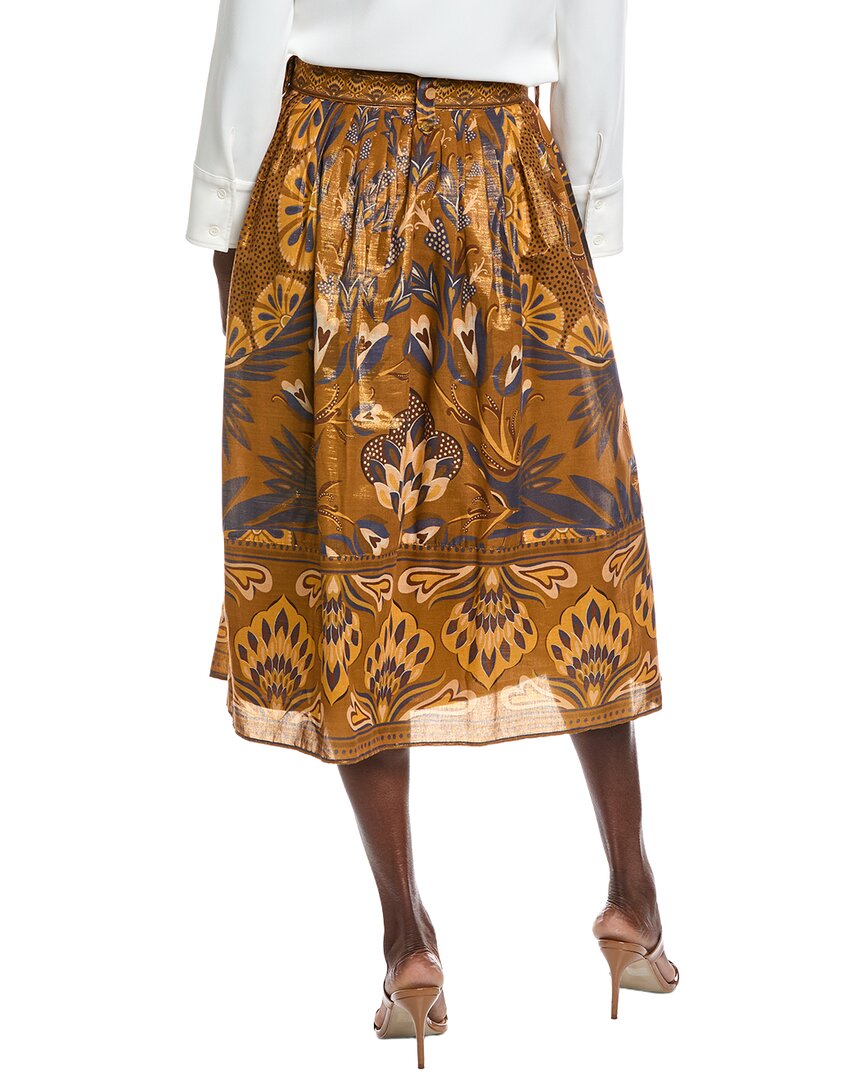 Farm Rio Heart Forest Gold Midi Skirt
