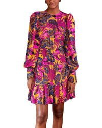 Farm Rio Fruit Dream Yellow Long Sleeve Mini Dress