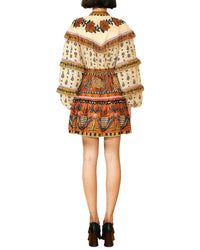 Farm Rio Ainika Floral Beige Ruffled Mini Dress