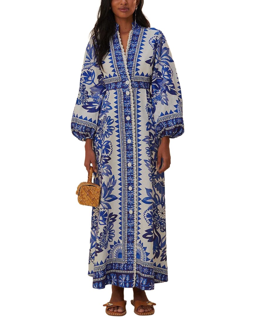 Farm Rio Flora Tapestry Off-White Linen-Blend Maxi Dress – Bluefly