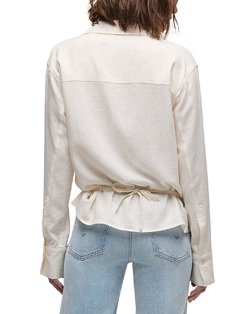 Hudson Jeans Long Sleeve Linen-Blend Wrap Shirt
