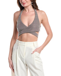 Brunello Cucinelli Ball Chain Silk-Blend Tie Front Triangle Top