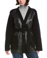 Bogner Roxana Leather Front Wool & Cashmere-Blend Jacket