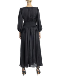 Max Studio Satin Elbow-Sleeve Maxi Dress