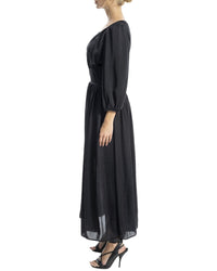 Max Studio Satin Elbow-Sleeve Maxi Dress