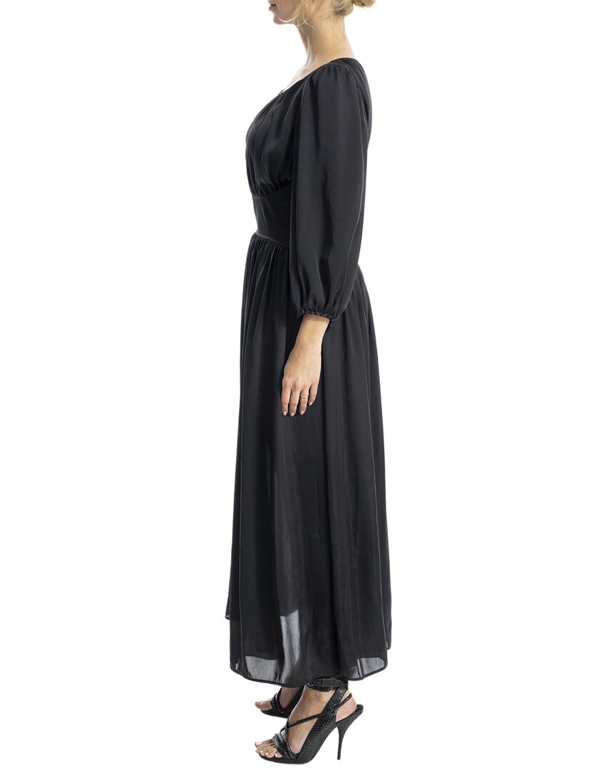 Max Studio Satin Elbow-Sleeve Maxi Dress