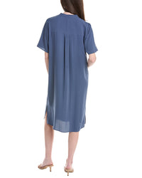 Eileen Fisher Mandarin Collar Silk Midi Dress