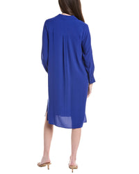 Eileen Fisher Petite Notch Collar Silk Midi Dress