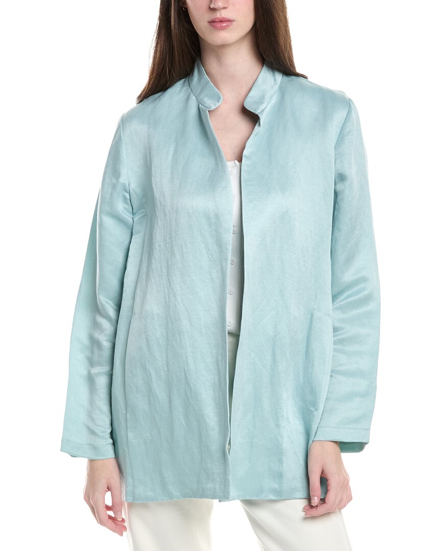 Eileen Fisher Stand Collar Linen & Silk Blend Jacket
