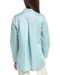 Eileen Fisher Stand Collar Linen & Silk Blend Jacket