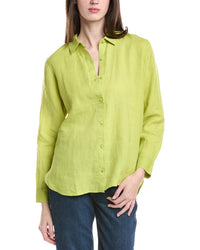Eileen Fisher Petite Classic Collar Linen Long Shirt