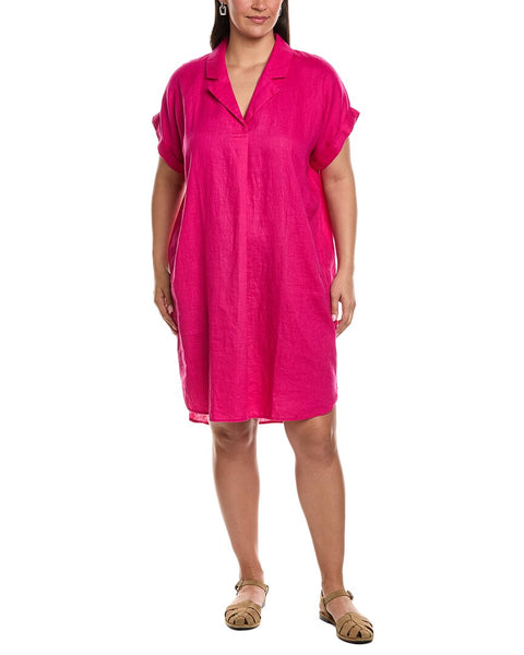 Eileen Fisher Cuff Sleeve Organic Linen Shift Dress in Fuchsia at Nordstrom, Size X-Large