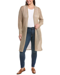 Eileen Fisher Plus Long Linen-Blend Cardigan