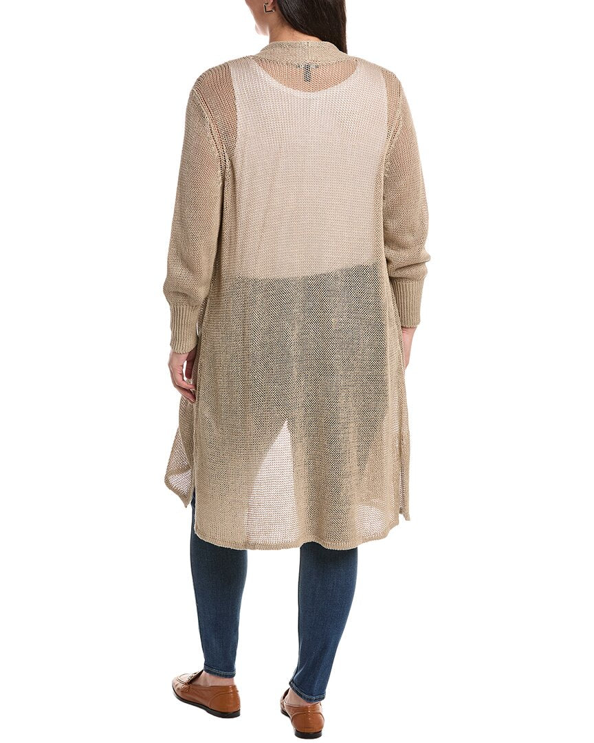 Eileen Fisher Plus Long Linen-Blend Cardigan