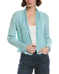Eileen Fisher Crinkled High Collar Silk Jacket