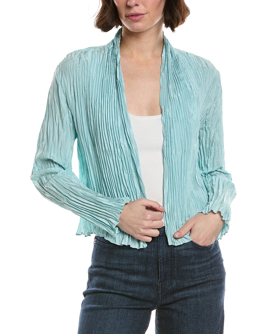 Eileen Fisher Crinkled High Collar Silk Jacket