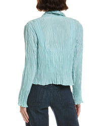 Eileen Fisher Crinkled High Collar Silk Jacket