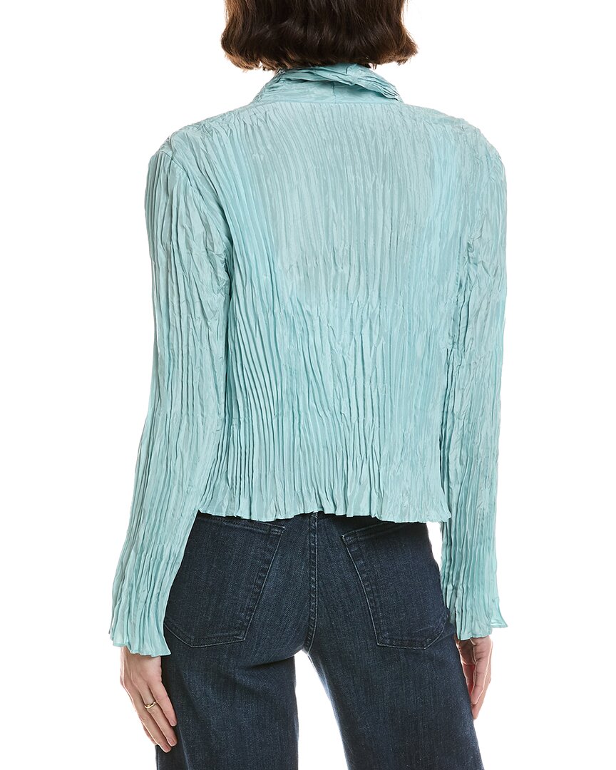 Eileen Fisher Crinkled High Collar Silk Jacket